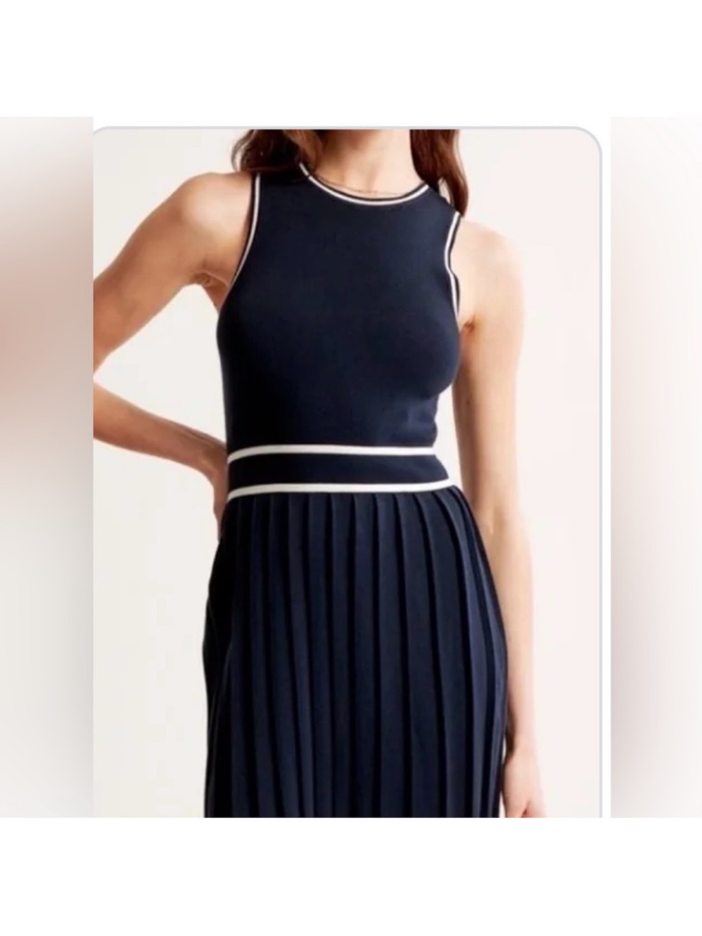 Abercrombie & Fitch Navy Dress with Ivory Trim